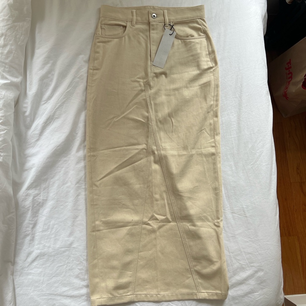 Cream High-Waisted Maxi Skirt